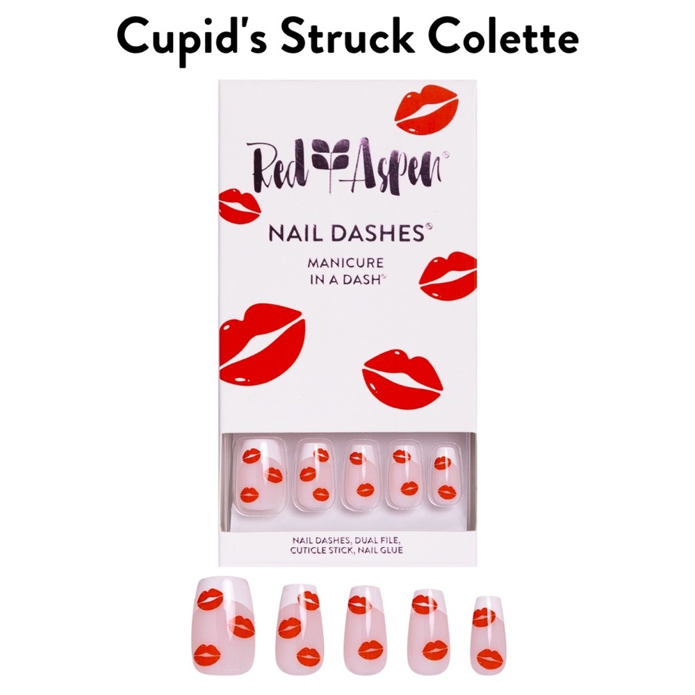𝙍𝙚𝙙 𝘼𝙨𝙥𝙚𝙣 Press-On Nails Medium Square “Cupids Struck Colette”